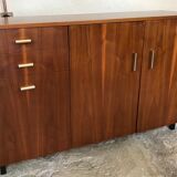Vintage enfilade 1960-1980's blond walnut veneer handles brass