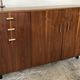 Vintage enfilade 1960-1980's blond walnut veneer handles brass