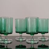 8 Emerald green wine/water glasses on foot model suede luminarc
