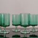 8 Emerald green wine/water glasses on foot model suede luminarc