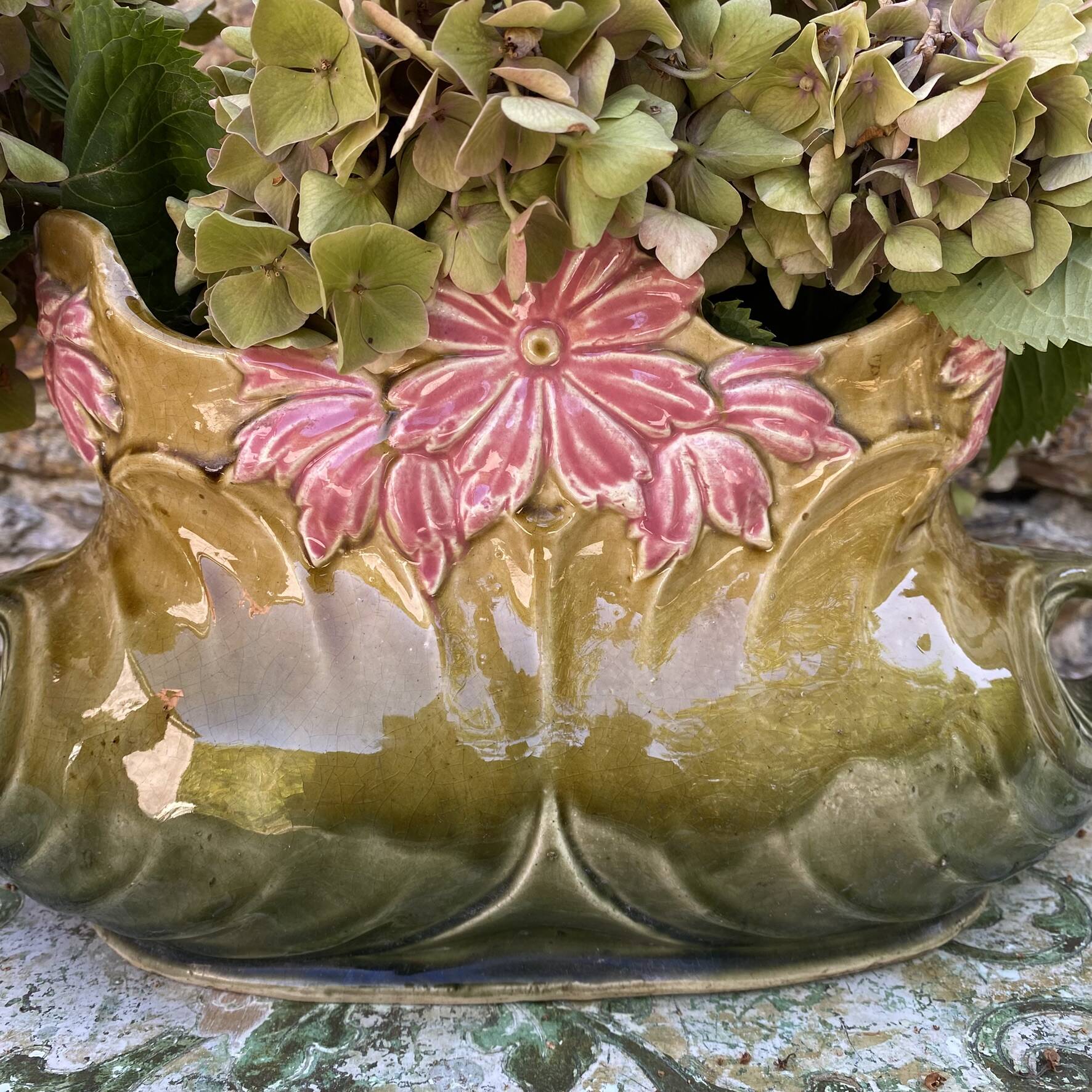 Art Nouveau slipware jardinière