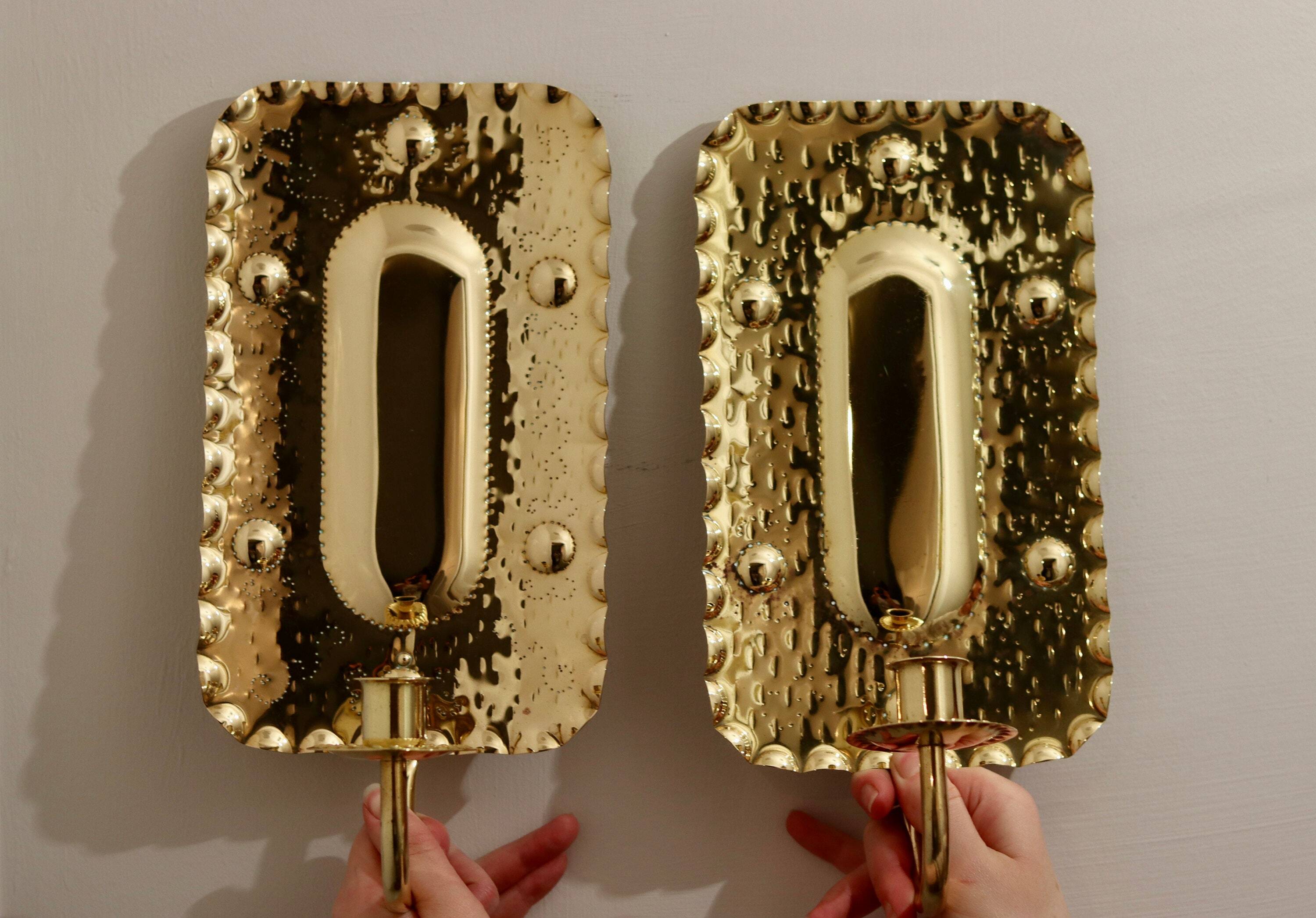 Pair of Mid-Century Swedish Brass Sconces