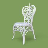 Peacock armchair and chair in white rattan, 1970