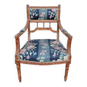 Fauteuil de style Louis Xvi ancien 1900s tissus Fleuris