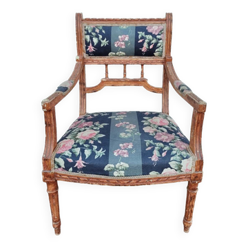 Fauteuil de style Louis Xvi ancien 1900s tissus Fleuris