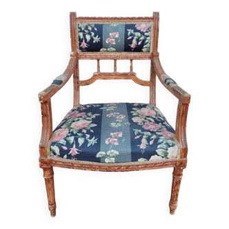 Antique Louis Xvi style armchair 1900s Fleuris fabrics