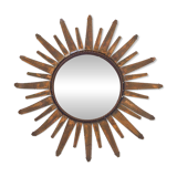 Sunburst mirror vintage 1960 in golden copper metal 50s brutalist 1960s