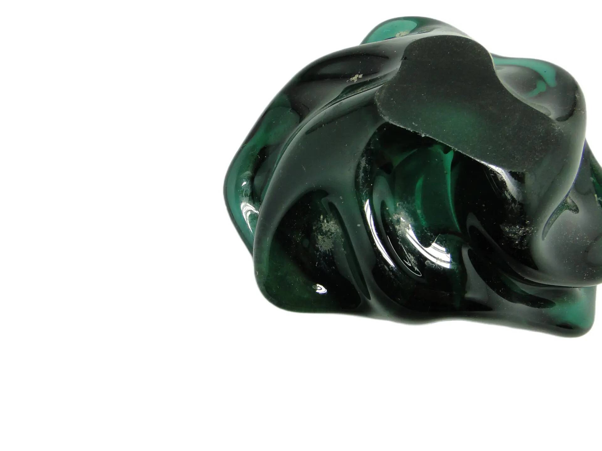 Mid-century modern ashtray, green glass, Poland, 1970s.