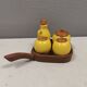 Small Swedish table set in ceramics and wood 1980s