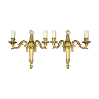Paire d'appliques aux guirlandes style Louis XVI Petitot France