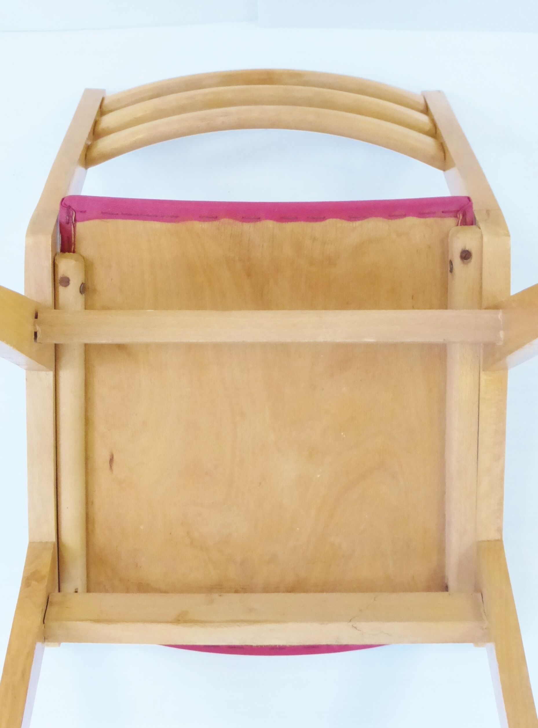 Set of 4 chairs Bistro zazu red vintage oak French mid-century modern chairs