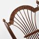 3 wooden and straw chairs, decorated with a sheaf of wheat.