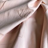 Old damsed tablecloth in linen and silk coral