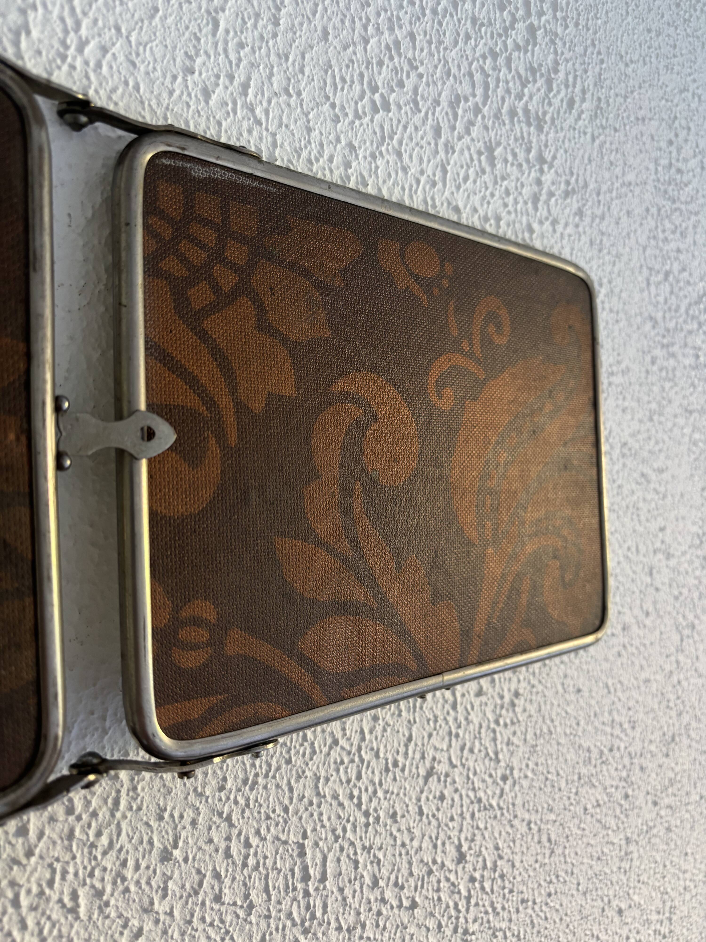 Miroir vintage 1900 triptyque barbier Art Nouveau - 19 x 78  cm