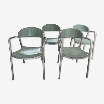 4 chaises chrome/vert