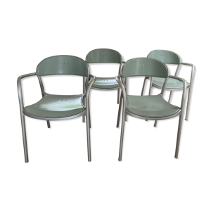 4 chaises chrome/vert