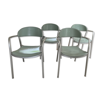 4 chaises chrome/vert