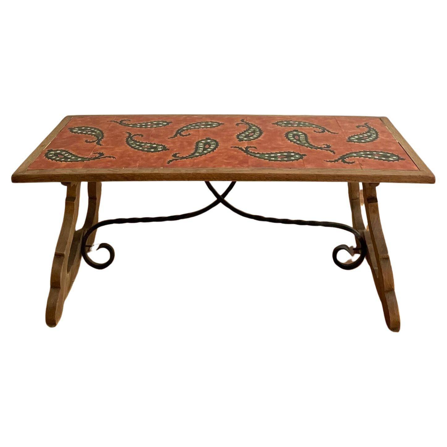 Wooden Table with Glazed Ceramic Table Top