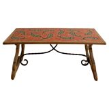Wooden Table with Glazed Ceramic Table Top