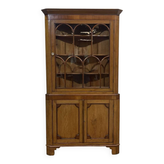 19th century English corner cabinet in walnut and oak