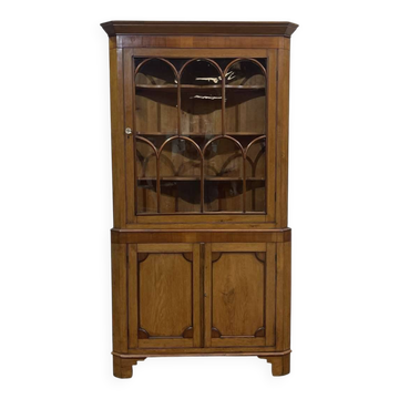 19th century English corner cabinet in walnut and oak