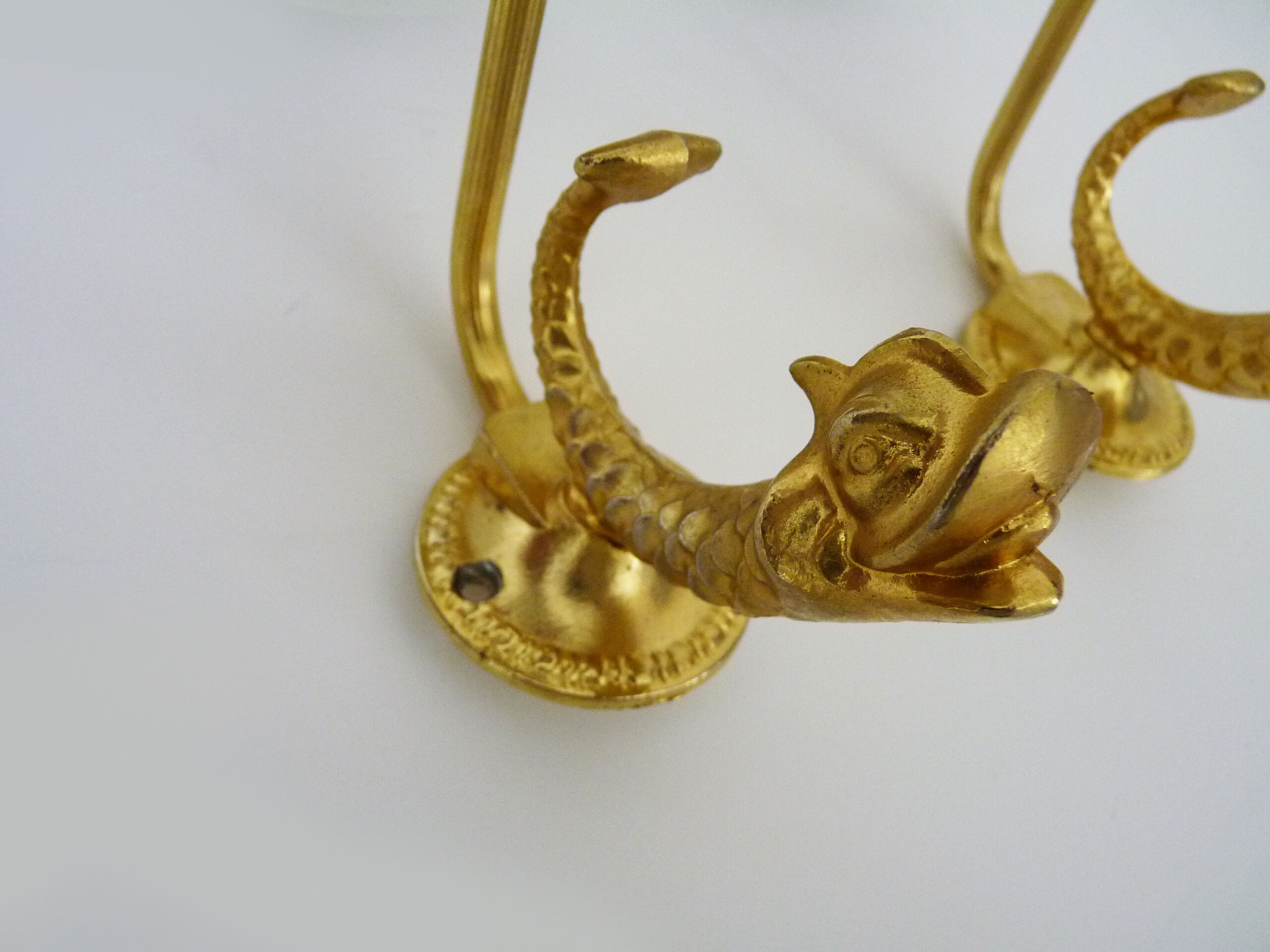 Old pair of wall sconces with carp, brass and globe in white opaline. Year 60