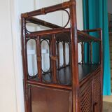 Support buffet bibus woven rattan 2 doors in caning - vintage 60s/70s