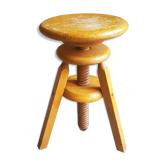 Tabouret d'atelier tripode à vis vintage