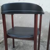 Pair of Scandinavian armchairs in teak and leather