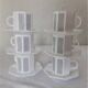 Set de 6 tasses et sous-tasses octogonales Arcopal blanche et noire modèle octime