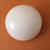 Opaque white glass ceiling lamp with its support