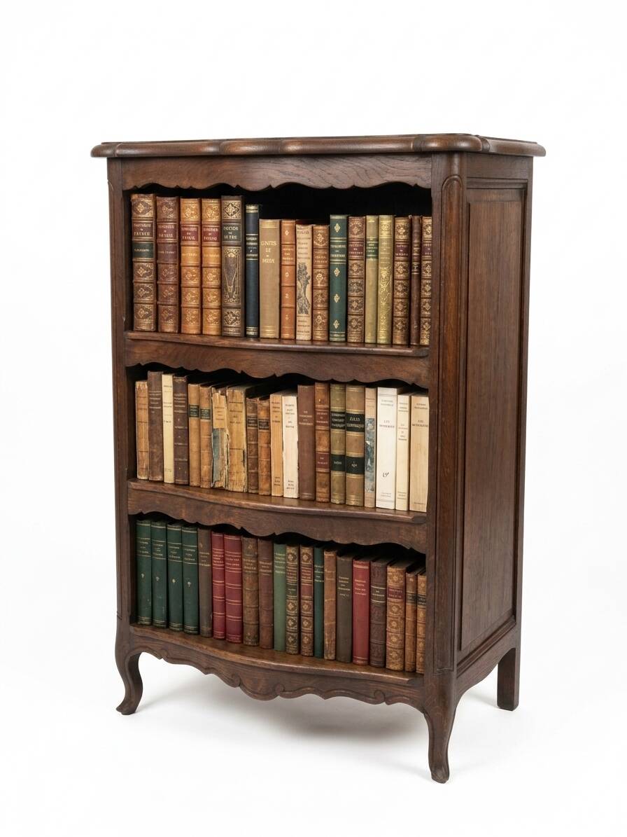 Bibliothèque galbée style Louis XV en chêne massif