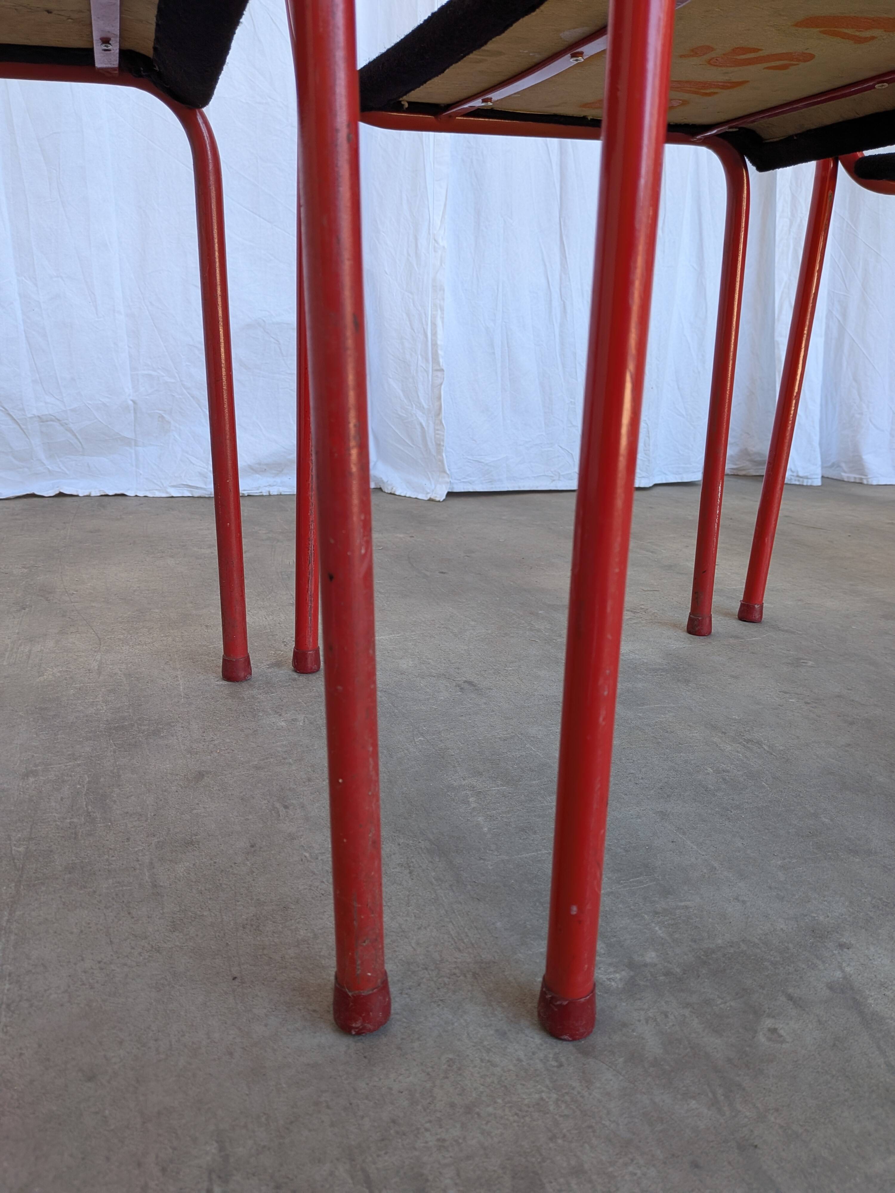 Space Age Stackable Dining Chair / 1970s Red & Black Metal Chair (9 in stoc