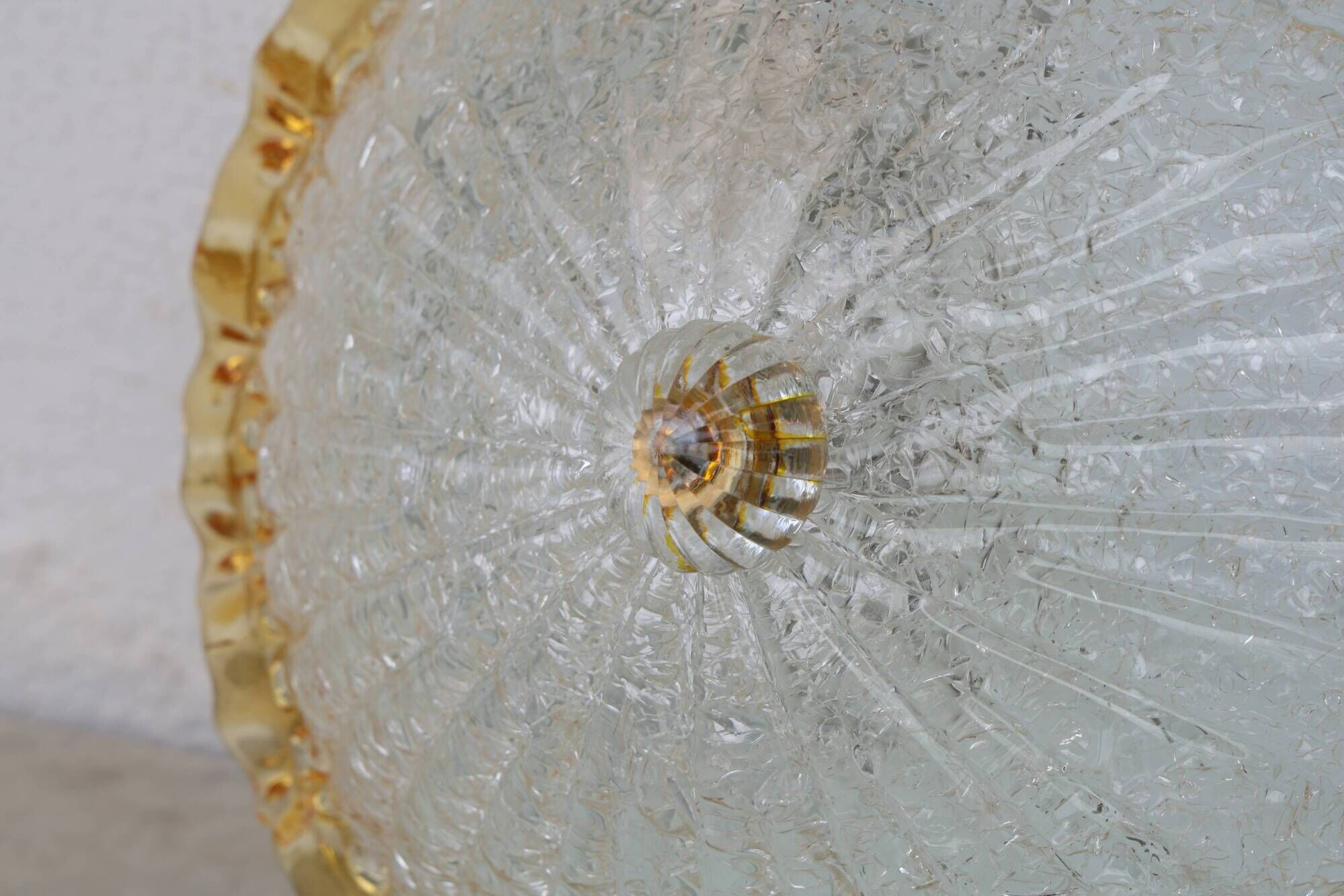 Italian Yellow Large Size Murano Glass Ceiling Fixture, Murano, 1980
