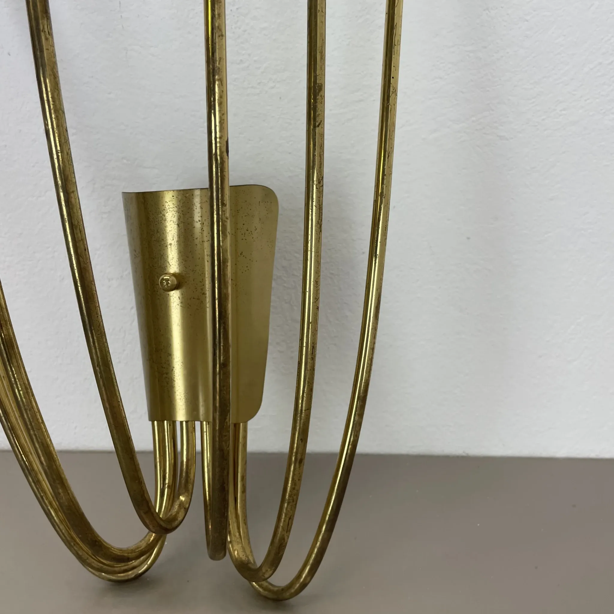 Large brass wall light in stilnovo style, 54 cm, italy, 1950s