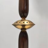 Opaline Glass, Beech and Brass Floor Lamp with Marble Base, Italy