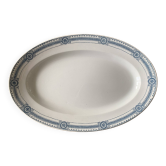 Large old oval earthenware serving dish from SARREGUEMINES U&C