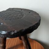 Tripod stool, horseshoe, rustic brutalist decoration.