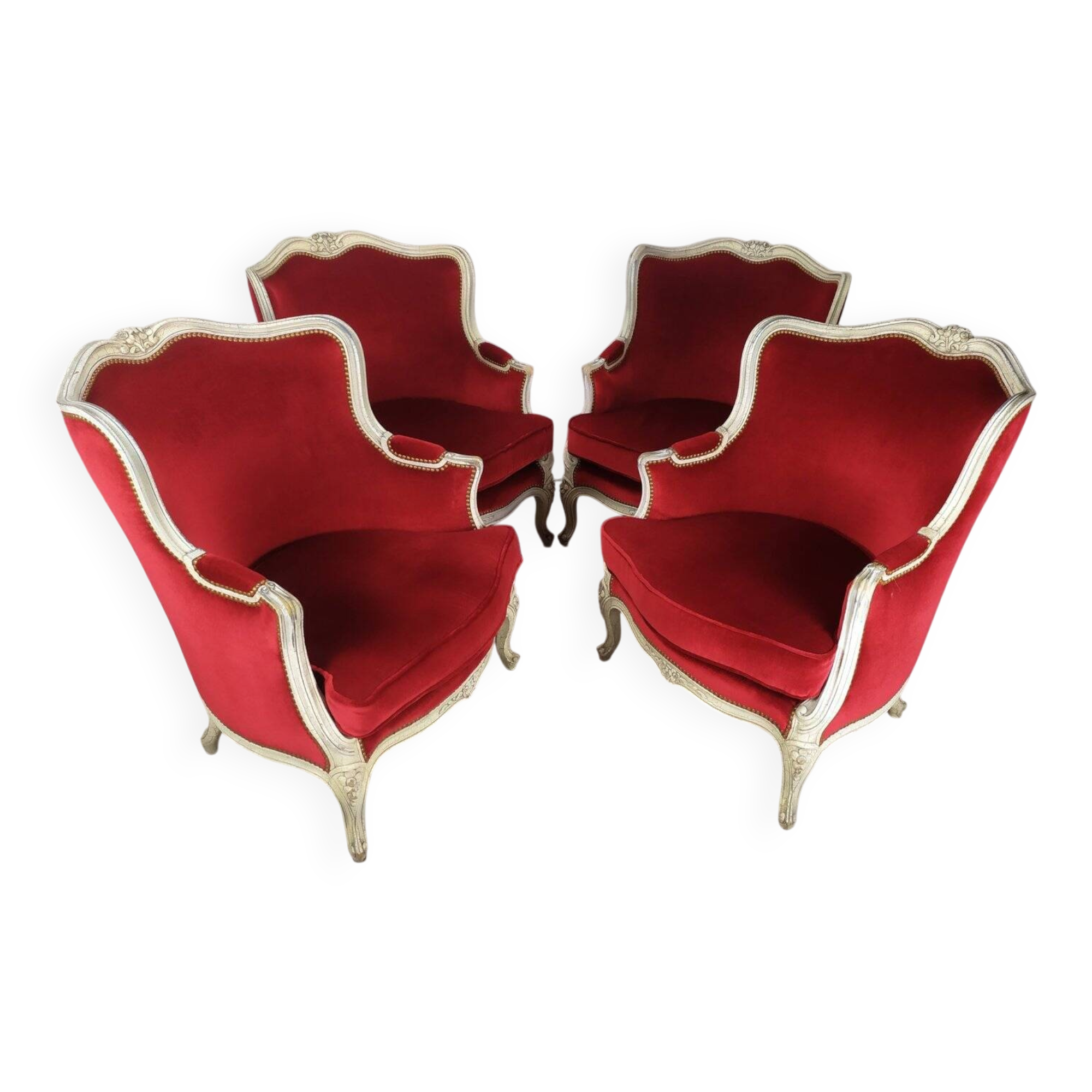 4 Louis XV Bergère armchairs