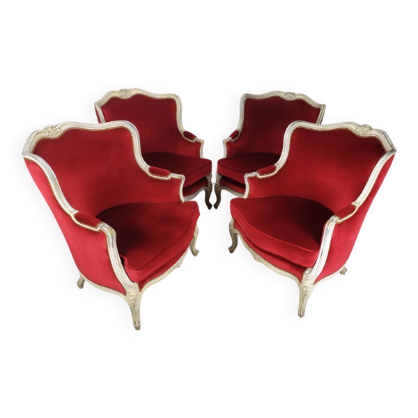4 fauteuils Bergère Louis XV