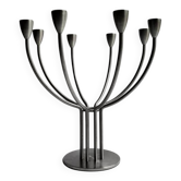 Grand chandelier / bougeoir métal brossé 8 feux, K. Hagberg design 1970