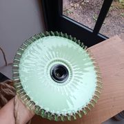 Portable lamp in pale green and white glass