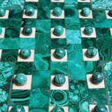 Vintage octagonal solitaire ring in malachite and bakelite from the 1950s-60s