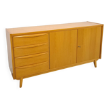 Fineer dressoir met lades en houten handgrepen vintage sideboard