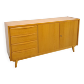 Fineer dressoir met lades en houten handgrepen vintage sideboard