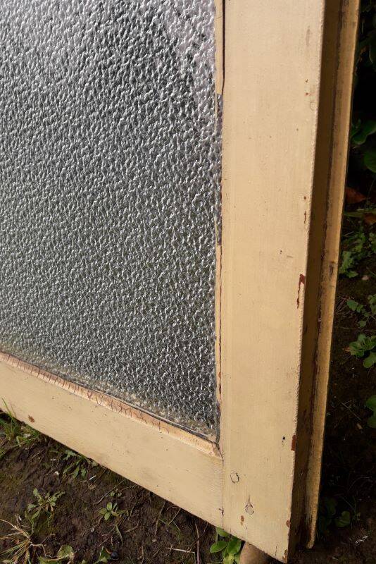 Pair of antique translucent glass sliding doors