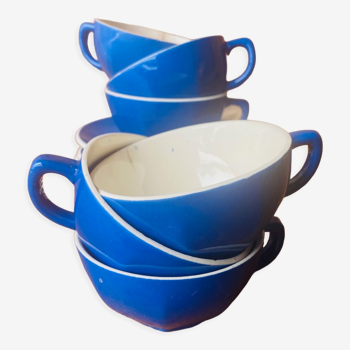 Set of 6 cups and coffee cups blue bistro 50s