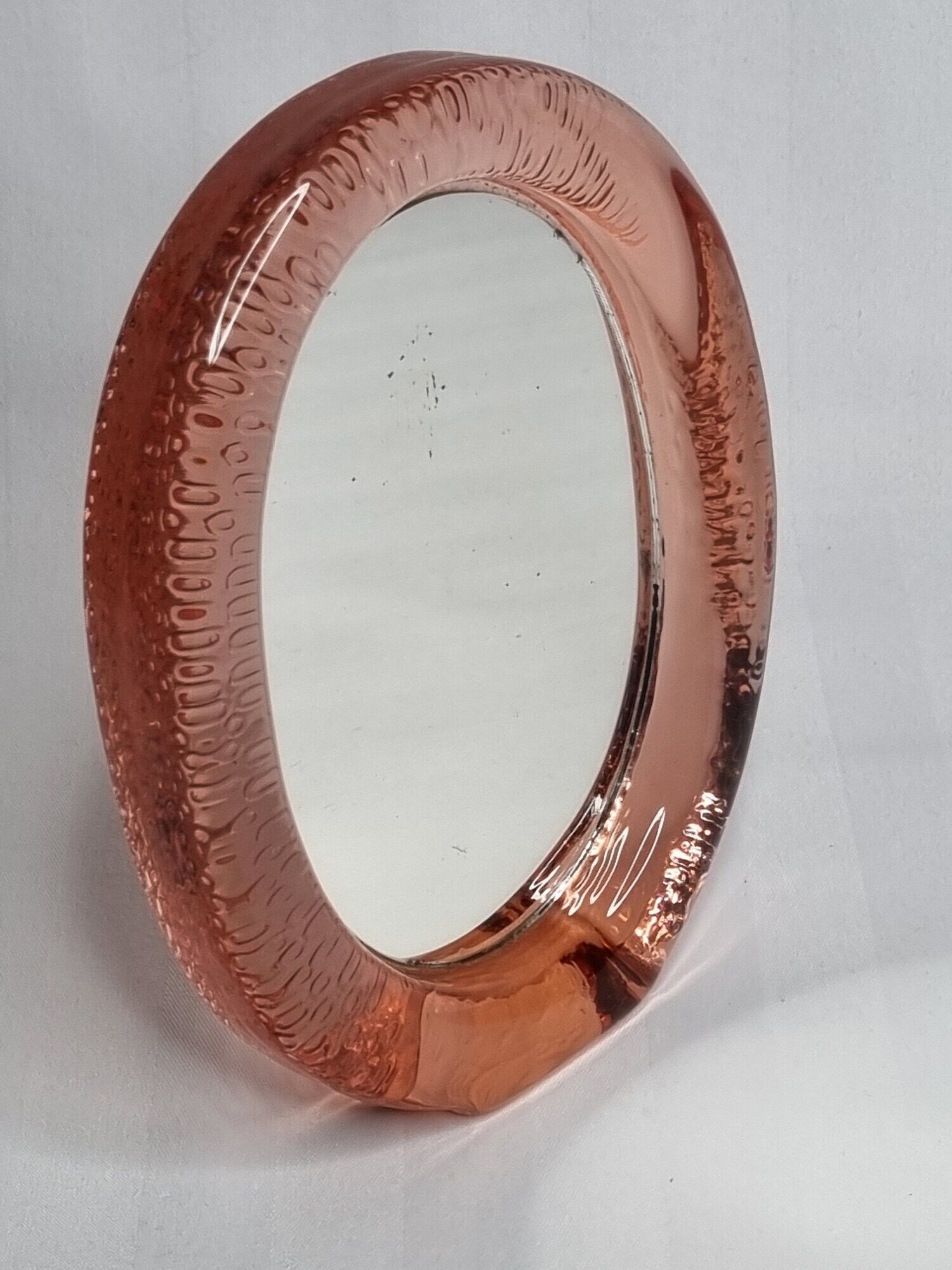 Miroir en verre vintage ovale à poser 16 cm