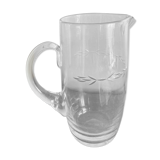 Engraved glass pitcher