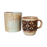 Coffee pot and mug cup in sandstone